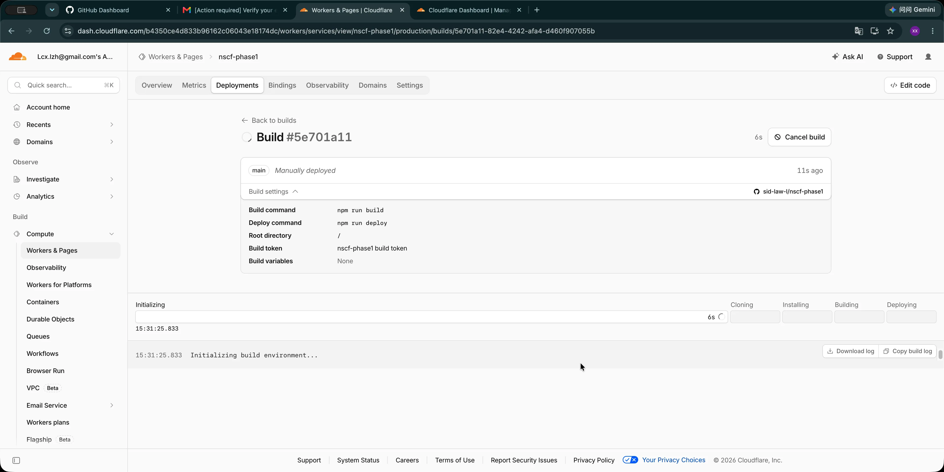 Wait for the Cloudflare build