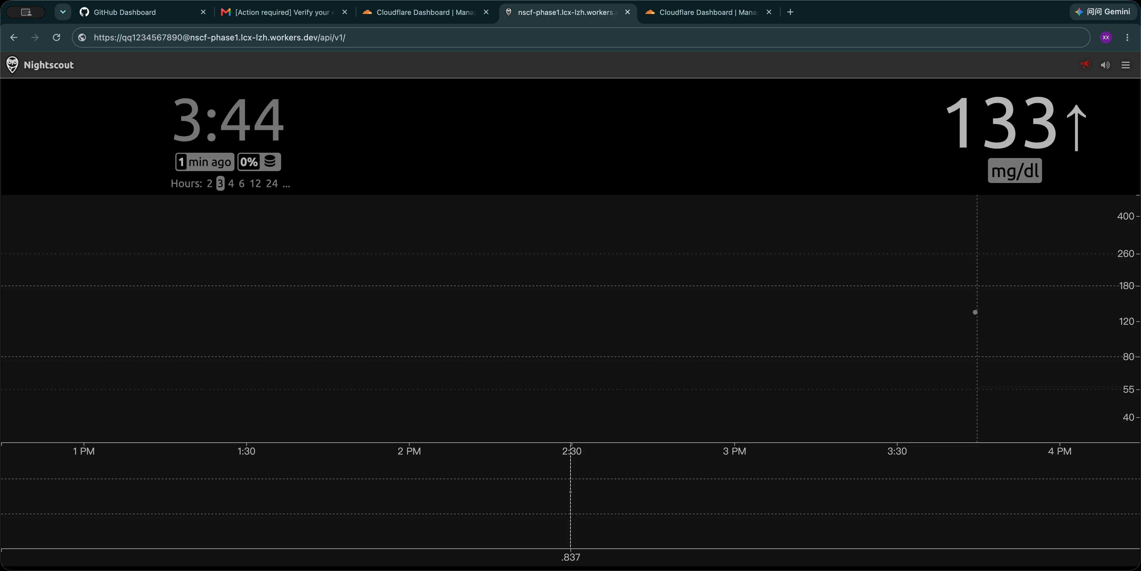 The first glucose reading in Nightscout